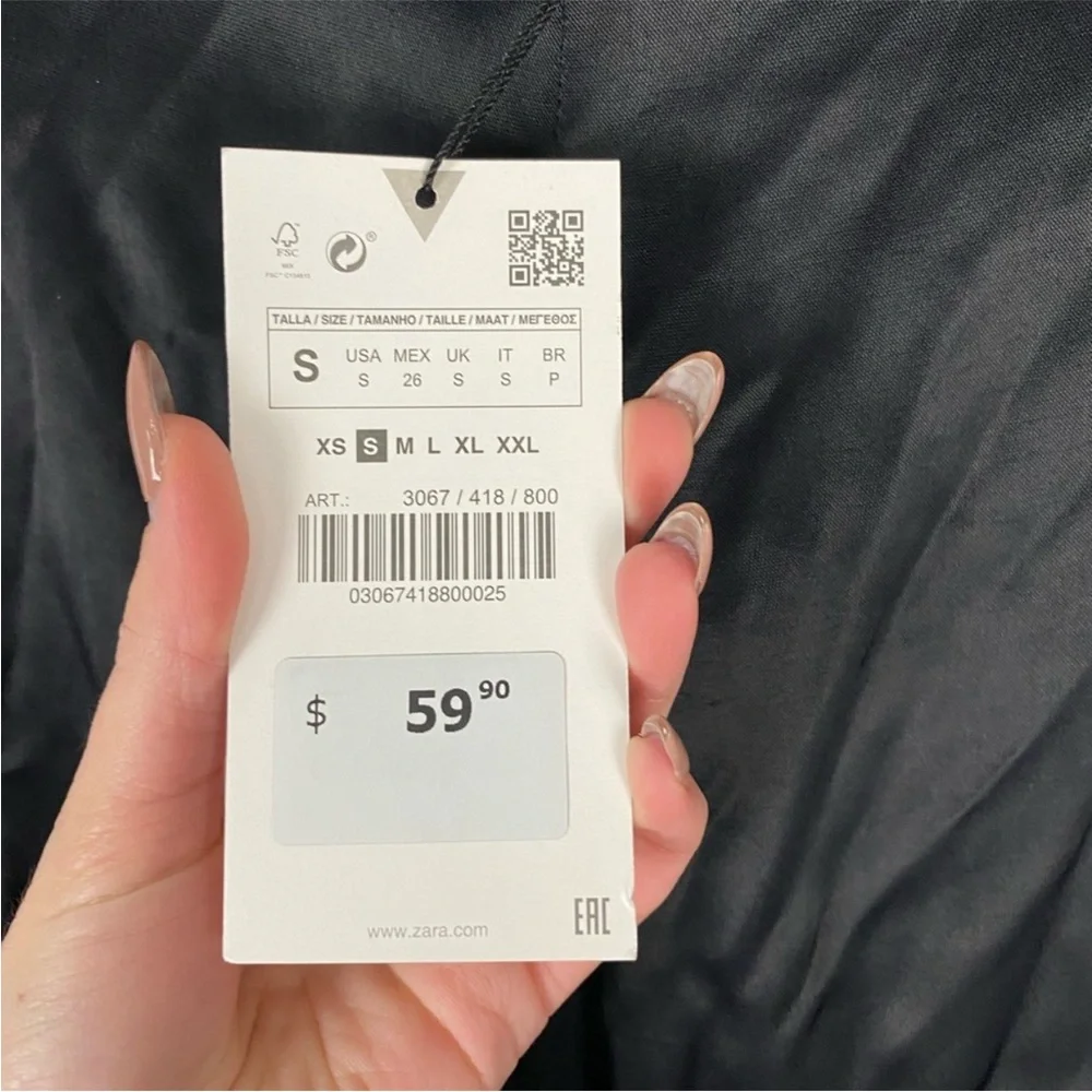 Zara Full Length Satin Trousers Black Size Small - Picture 5 of 6